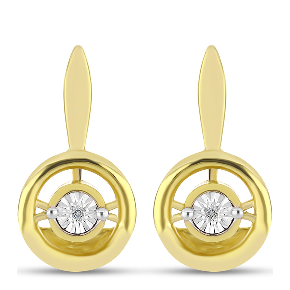 Cercei din Argint 925 Placat cu Aur ( 4.21 grame ) cu Diamant Alb 0.01 Carate 3 