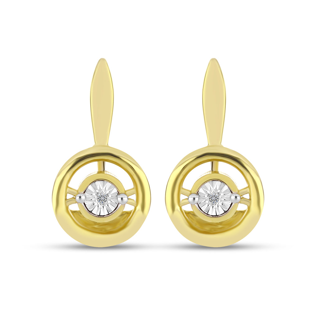 Cercei din Argint 925 Placat cu Aur ( 4.21 grame ) cu Diamant Alb 0.01 Carate 1 