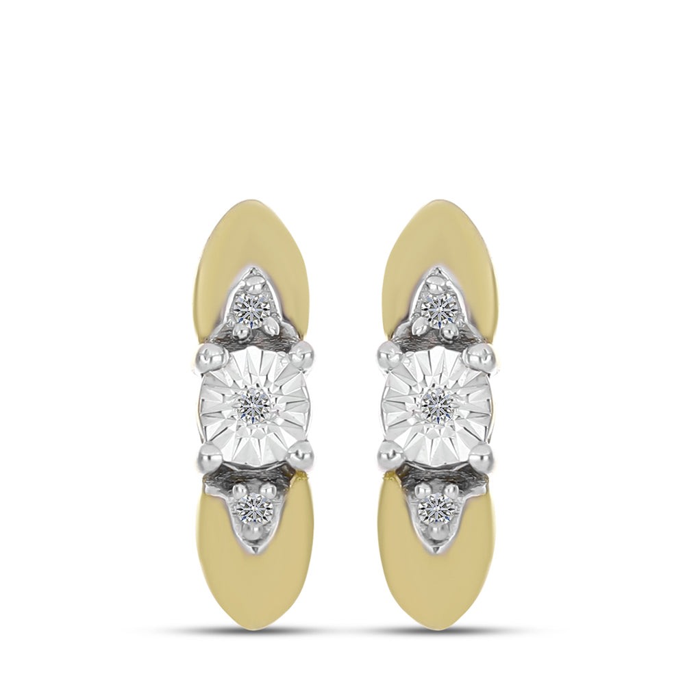 Cercei din Argint 925 Placat cu Aur ( 3.07 grame ) cu Diamant Alb 0.05 Carate 3 