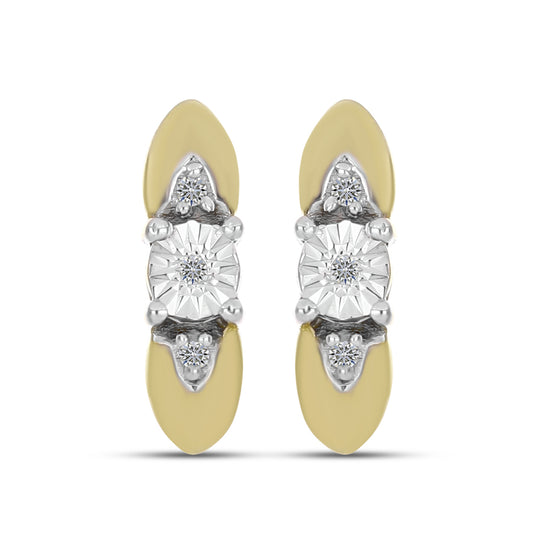Cercei din Argint 925 Placat cu Aur ( 3.07 grame ) cu Diamant Alb 0.05 Carate