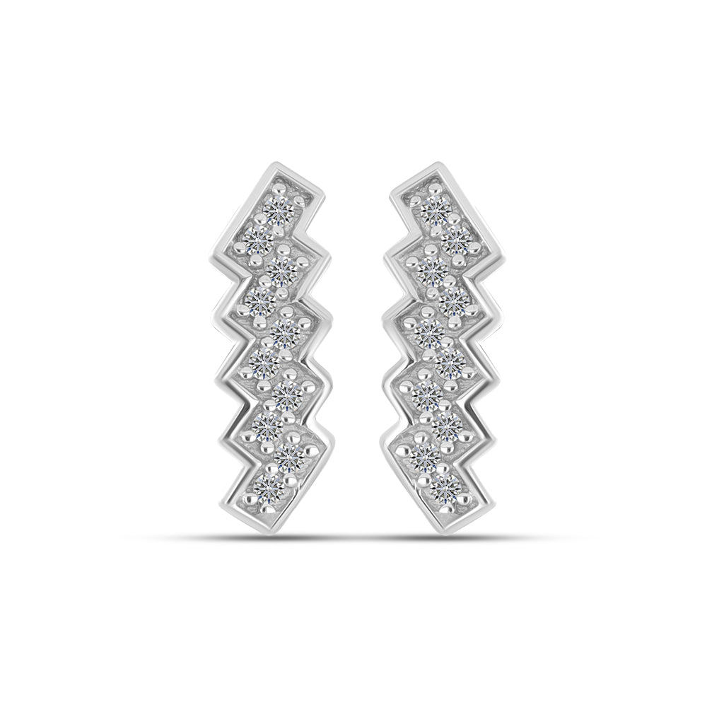 Cercei din Argint 925 Placat cu Aur ( 1.17 grame ) cu Diamant Alb 0.14 Carate 1 