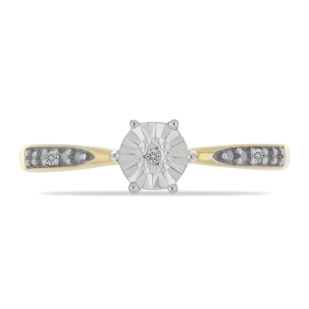 Inel din Argint 925 Placat cu Aur ( 1.8 grame ) cu Diamant Alb și Zircon Alb 0.03 Carate