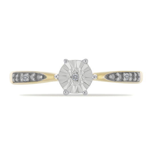 Inel din Argint 925 Placat cu Aur ( 1.8 grame ) cu Diamant Alb și Zircon Alb 0.03 Carate