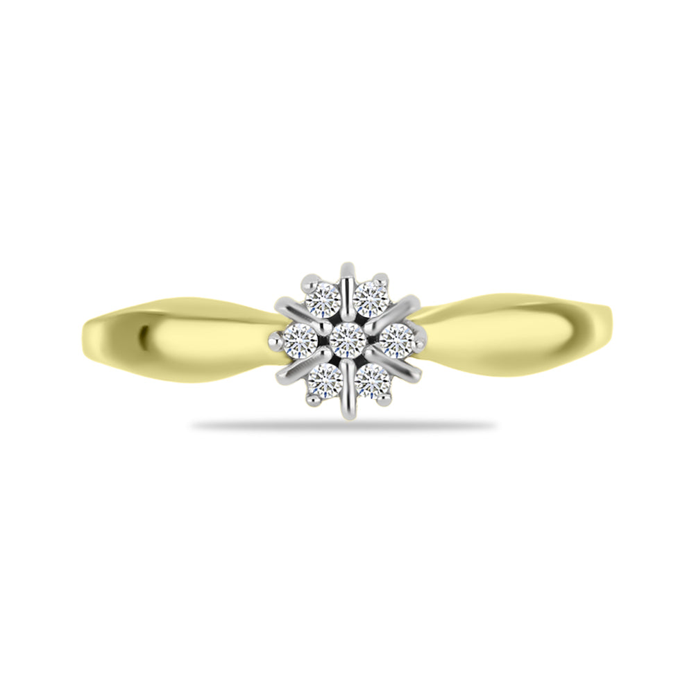 Inel din Argint 925 Placat cu Aur ( 1.92 grame ) cu Diamant Alb 0.09 Carate 1 