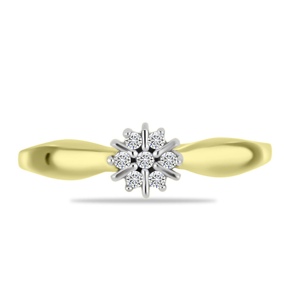 Inel din Argint 925 Placat cu Aur ( 2.14 grame ) cu Diamant Alb 0.09 Carate