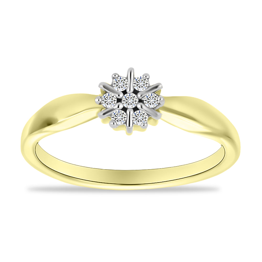 Inel din Argint 925 Placat cu Aur ( 2.12 grame ) cu Diamant Alb 0.09 Carate 3 