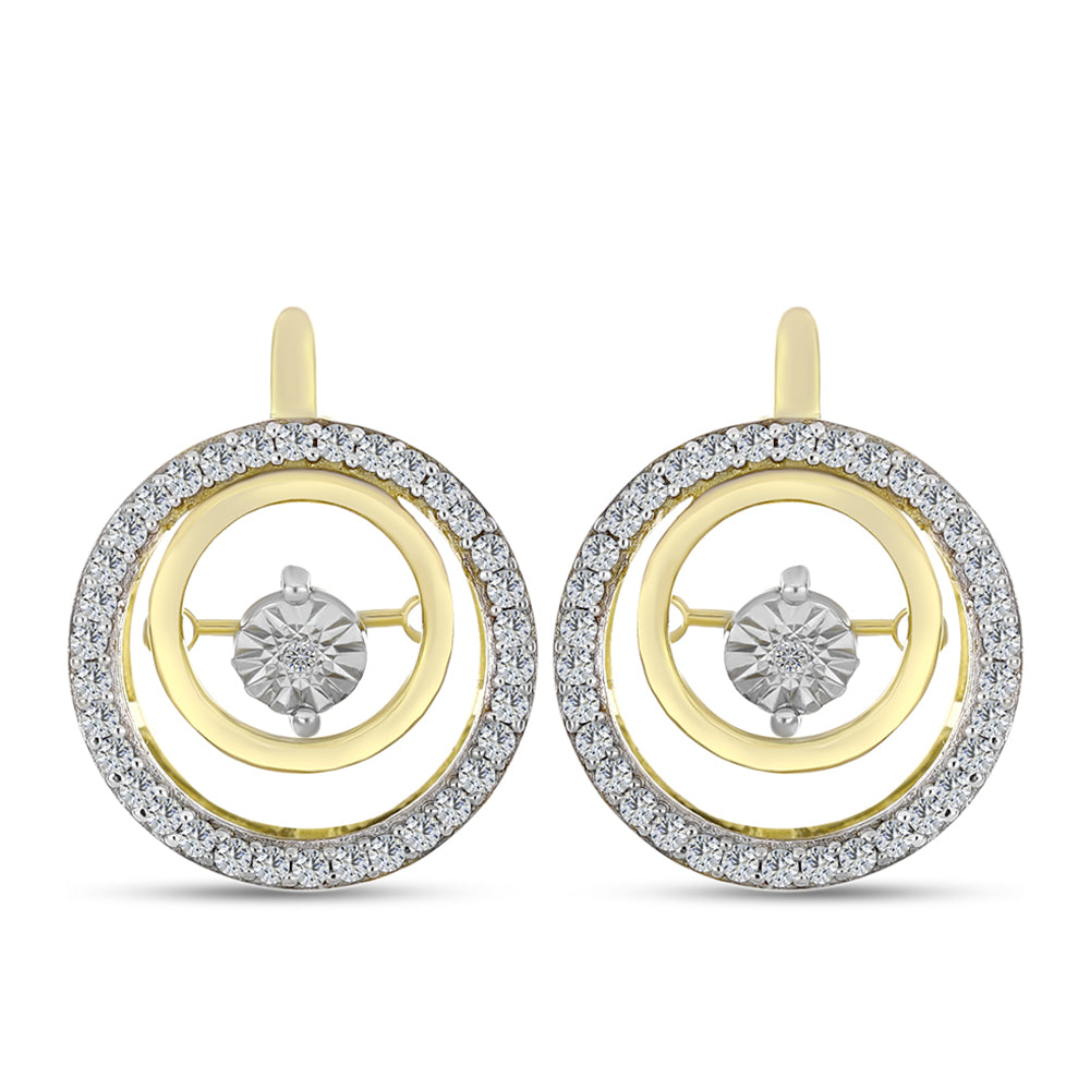 Cercei din Argint 925 Placat cu Aur ( 5.93 grame ) cu Diamant Alb și Zircon Alb 1.03 Carate