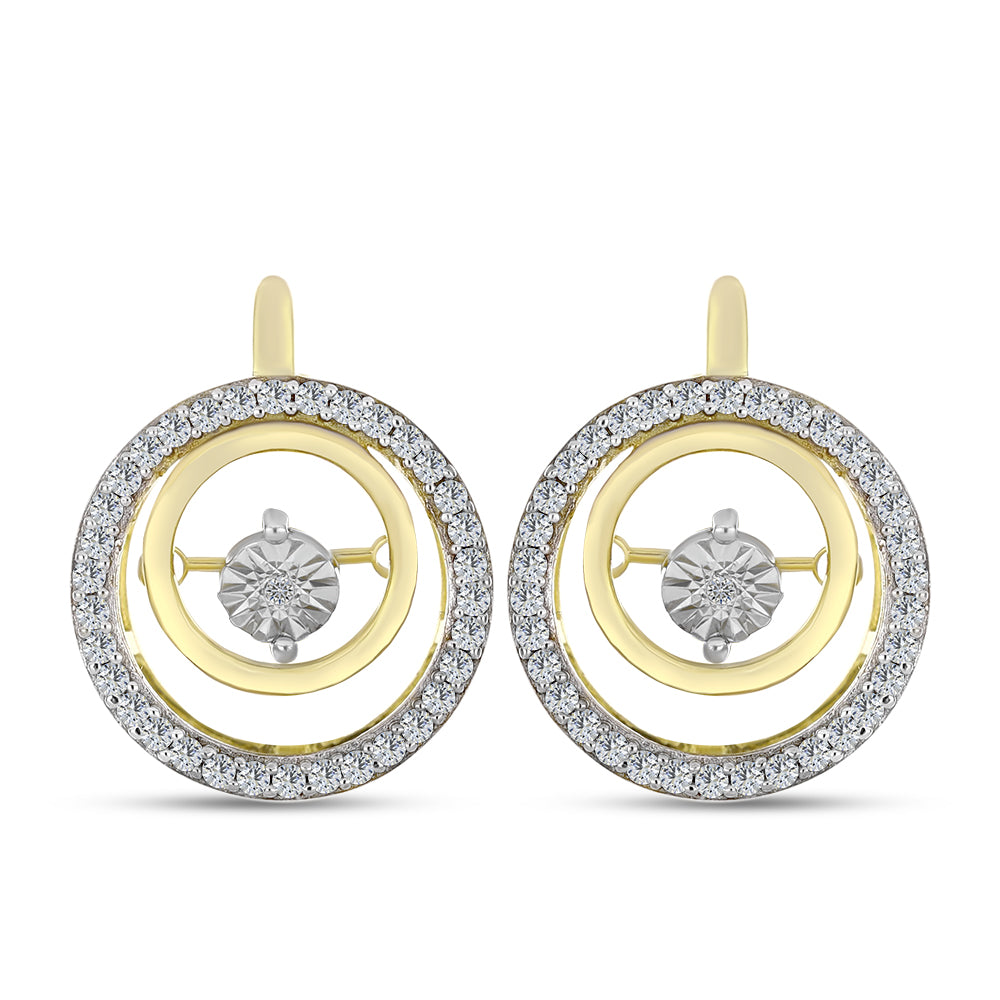 Cercei din Argint 925 Placat cu Aur ( 5.93 grame ) cu Diamant Alb și Zircon Alb 1.03 Carate