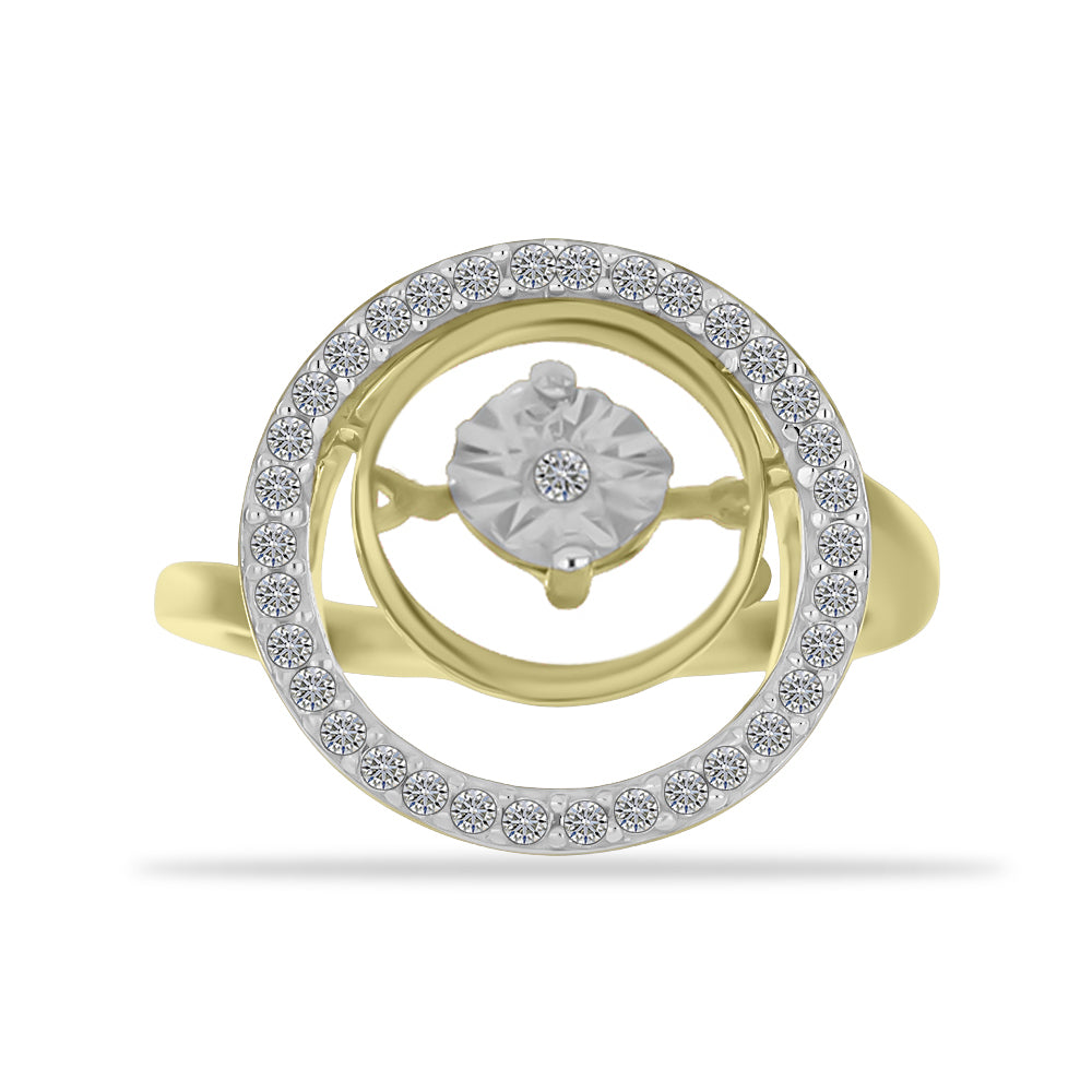 Inel din Argint 925 Placat cu Aur ( 3.59 grame ) cu Diamant Alb și Zircon Alb 0.52 Carate