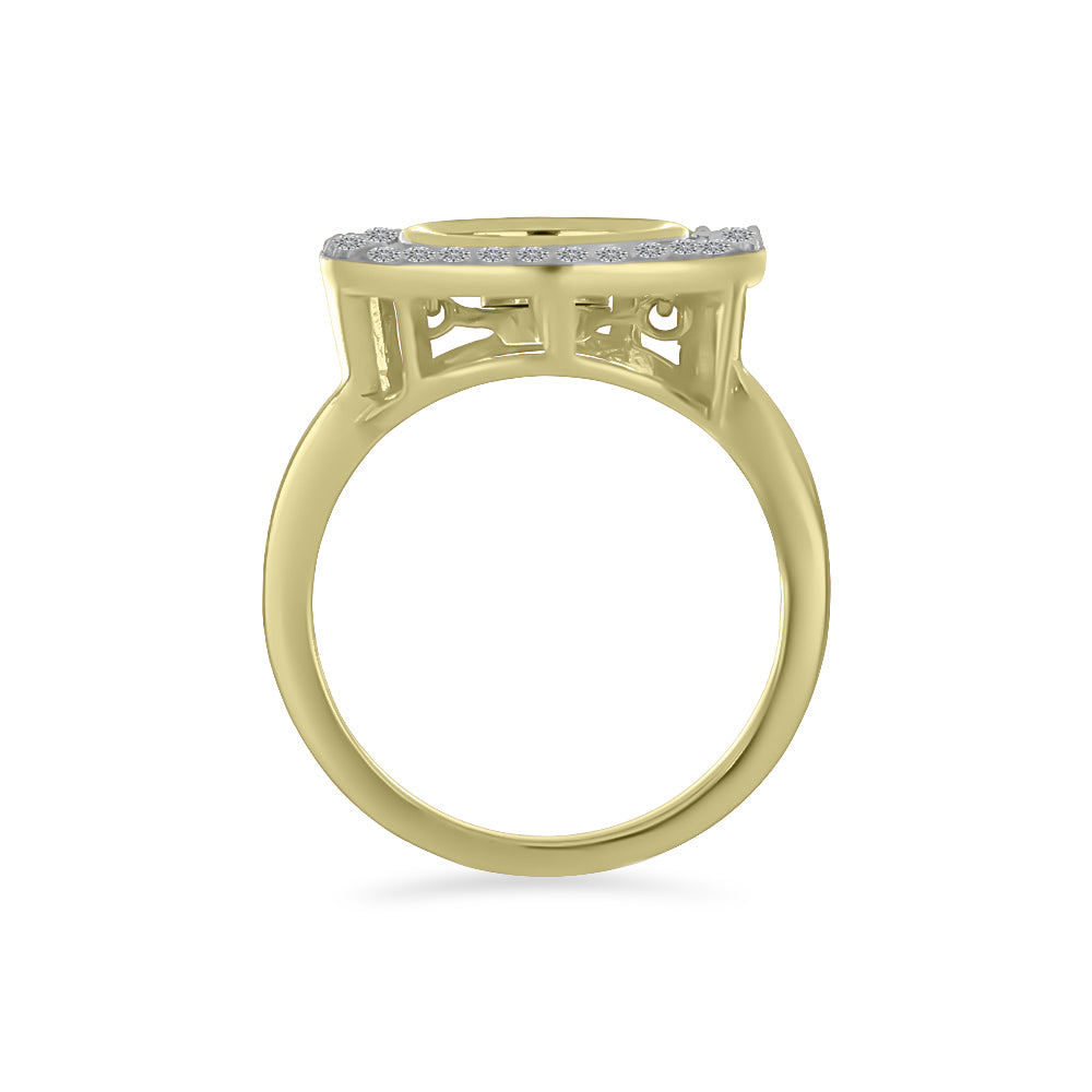 Inel din Argint 925 Placat cu Aur ( 3.59 grame ) cu Diamant Alb și Zircon Alb 0.52 Carate 2 