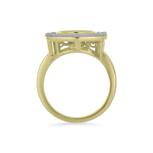 Inel din Argint 925 Placat cu Aur ( 3.59 grame ) cu Diamant Alb și Zircon Alb 0.52 Carate