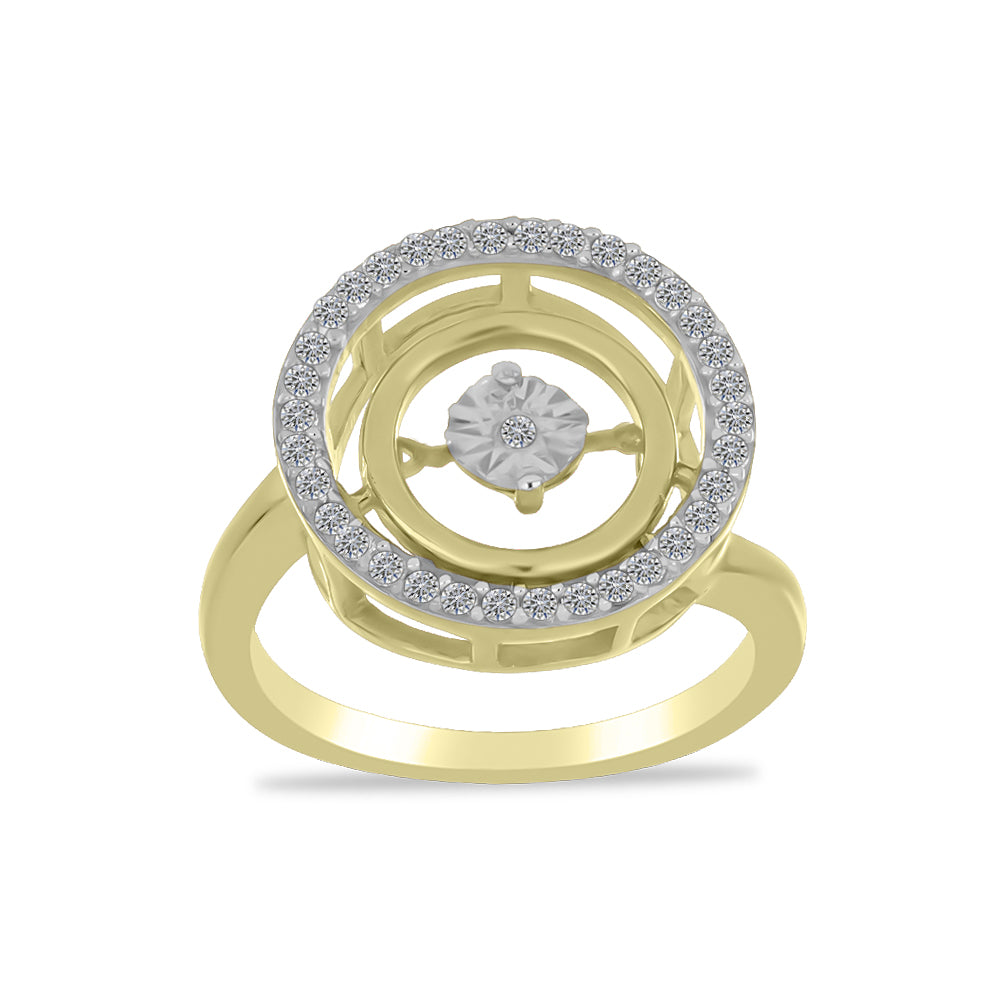 Inel din Argint 925 Placat cu Aur ( 3.59 grame ) cu Diamant Alb și Zircon Alb 0.52 Carate 3 