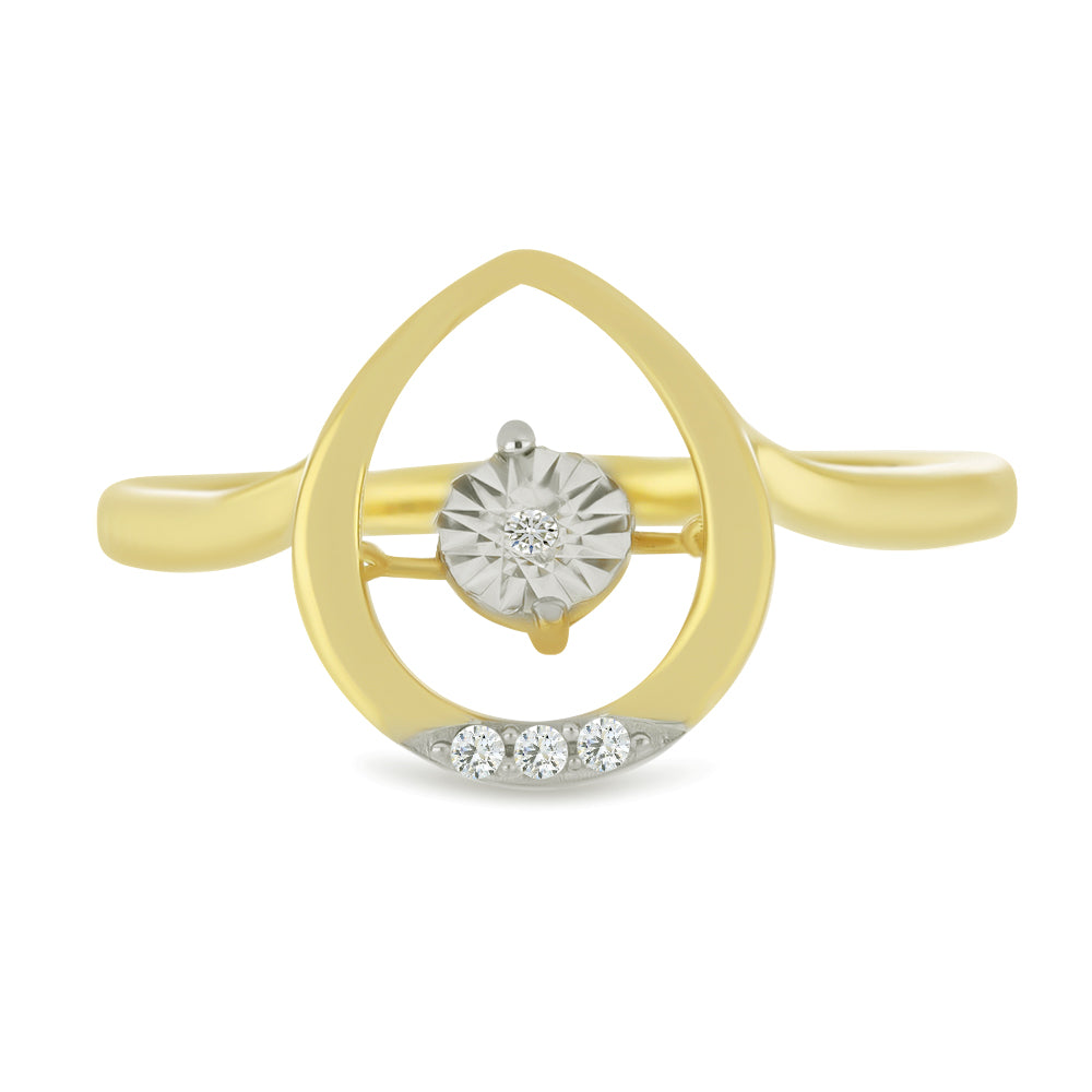 Inel din Argint 925 Placat cu Aur ( 2.77 grame ) cu Diamant Alb și Zircon Alb 0.05 Carate
