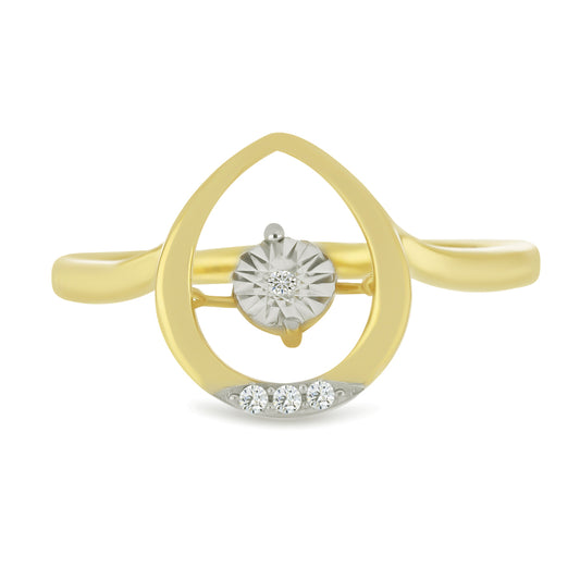 Inel din Argint 925 Placat cu Aur ( 2.77 grame ) cu Diamant Alb și Zircon Alb 0.05 Carate