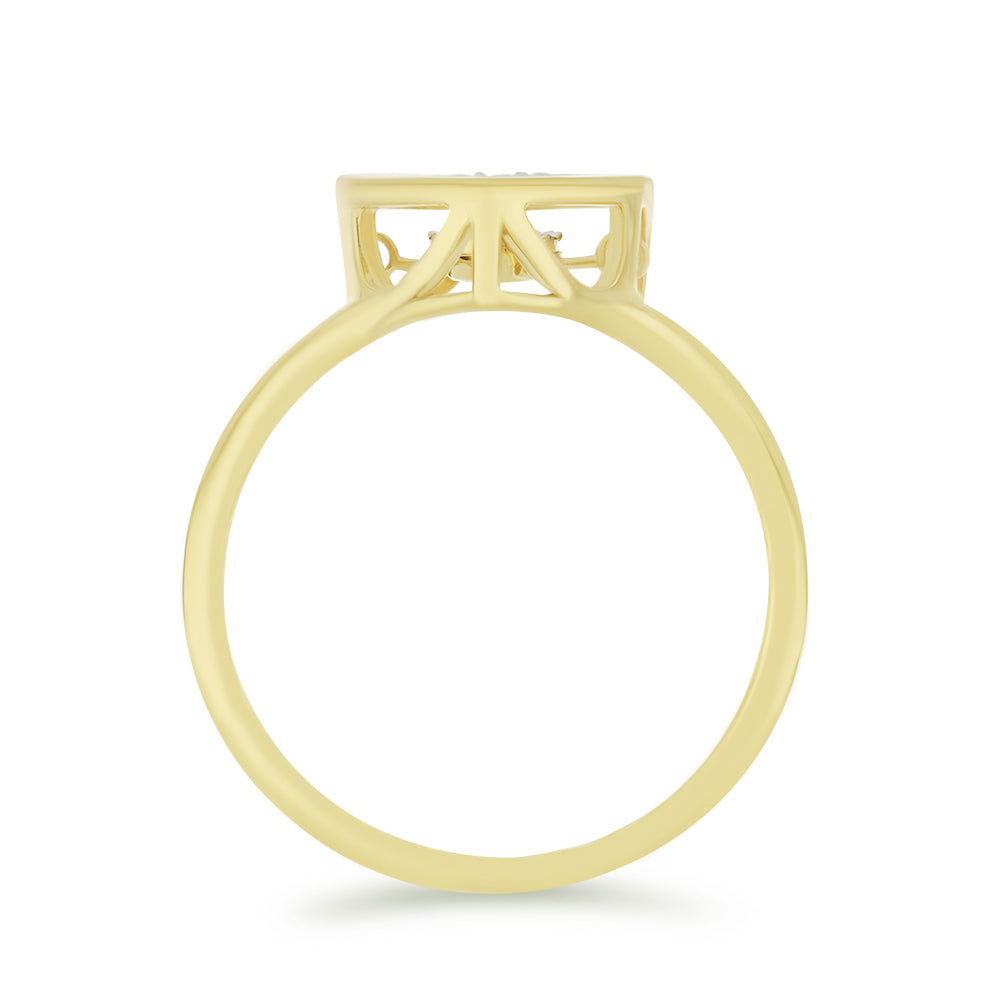 Inel din Argint 925 Placat cu Aur ( 2.77 grame ) cu Diamant Alb și Zircon Alb 0.05 Carate 2 