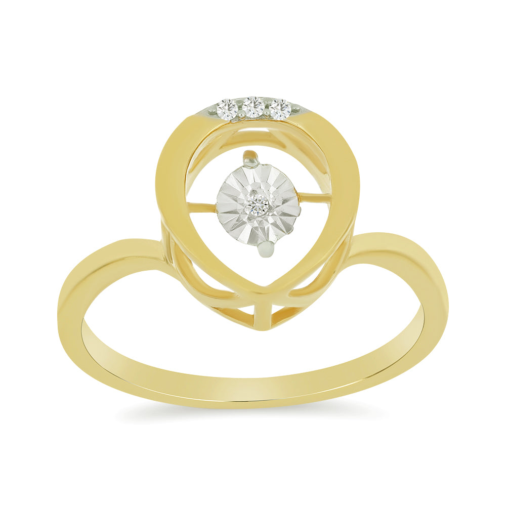Inel din Argint 925 Placat cu Aur ( 2.77 grame ) cu Diamant Alb și Zircon Alb 0.05 Carate