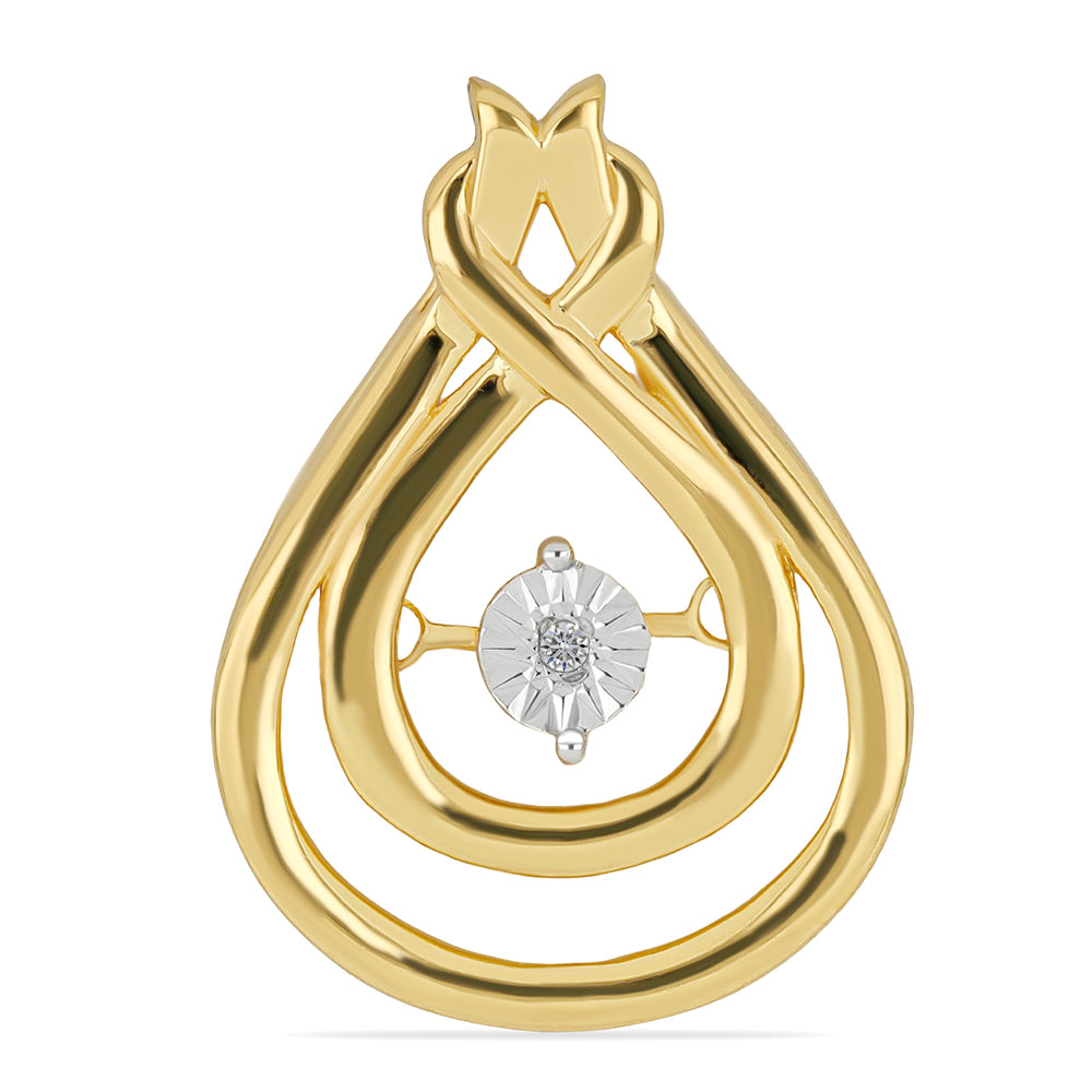 Pandantiv din Argint 925 Placat cu Aur ( 2.56 grame ) cu Diamant Alb 0.01 Carate 1 