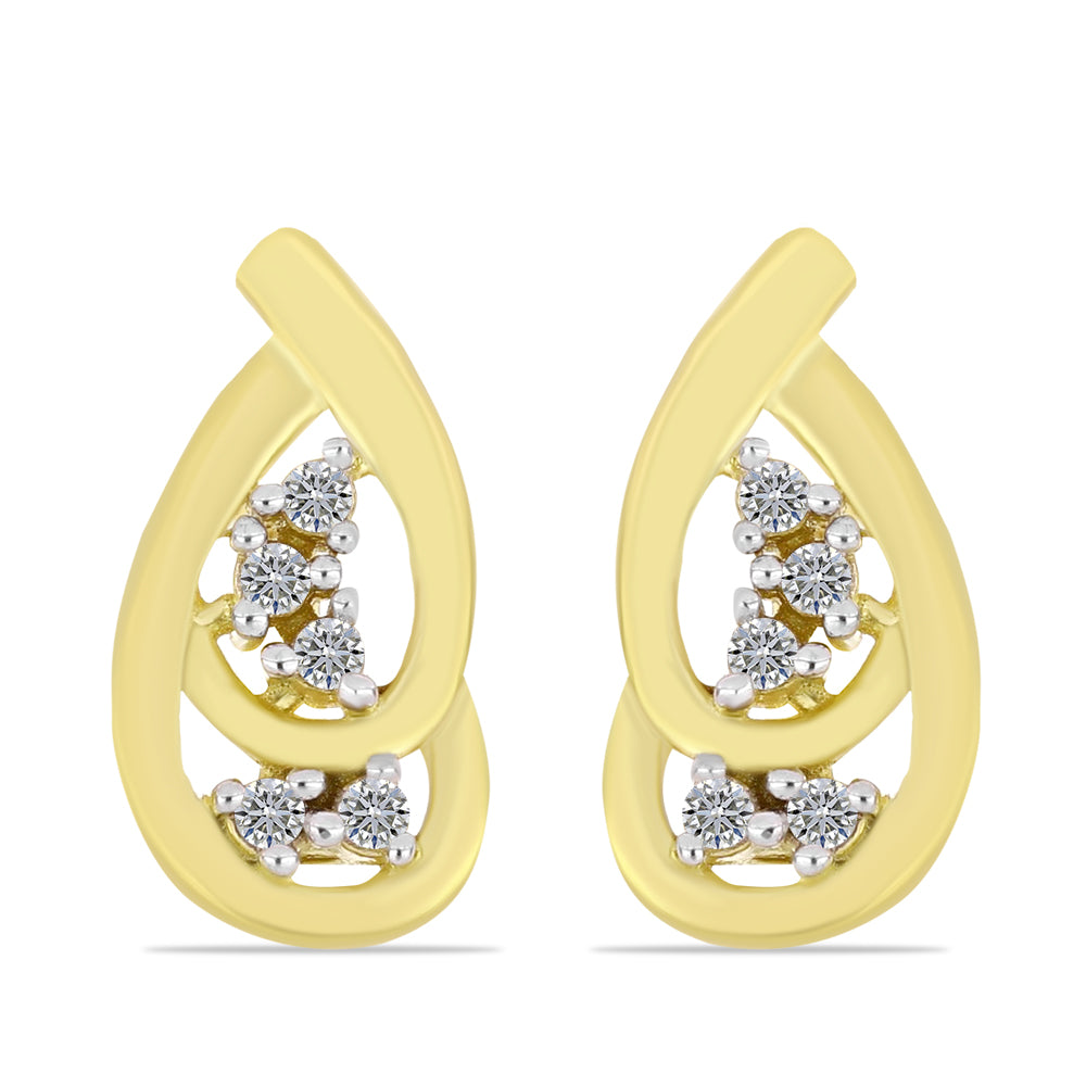 Cercei din Argint 925 Placat cu Aur ( 2.73 grame ) cu Diamant Alb 0.13 Carate 1 