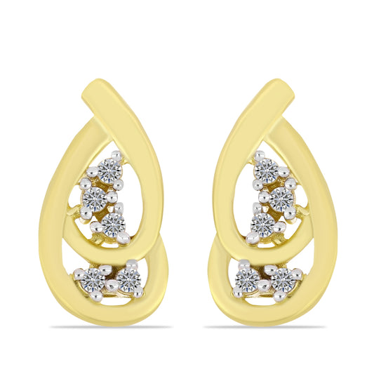 Cercei din Argint 925 Placat cu Aur ( 2.73 grame ) cu Diamant Alb 0.13 Carate