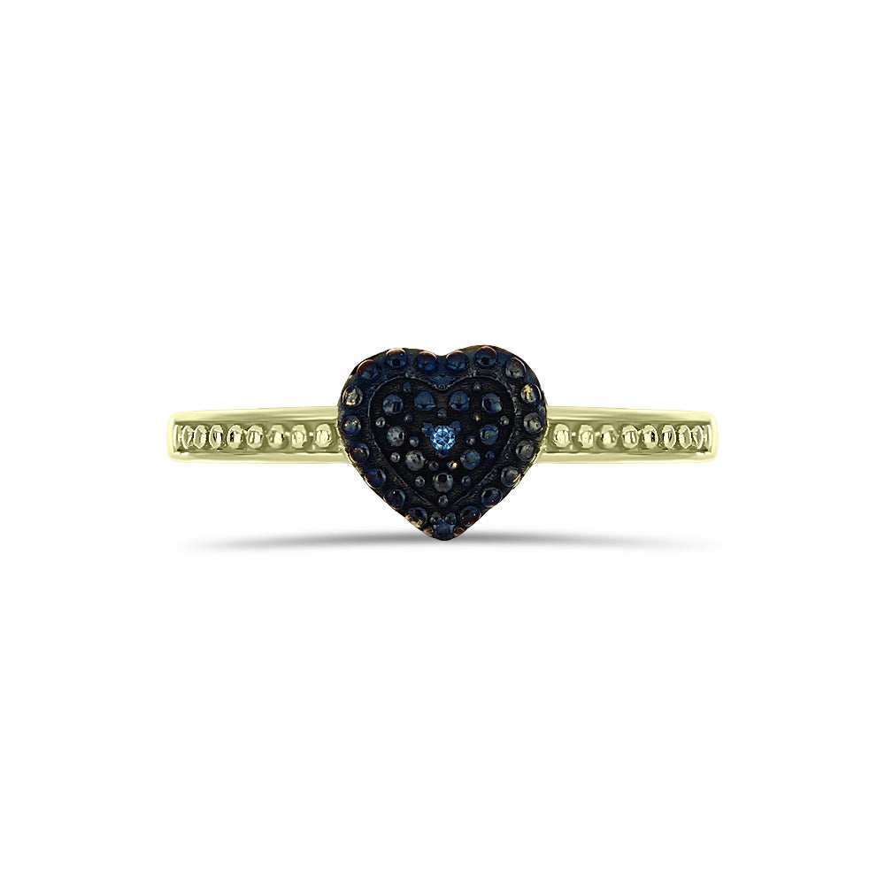 Inel din Argint 925 Placat cu Aur ( 2.46 grame ) cu Diamant Albastru 0.01 Carate