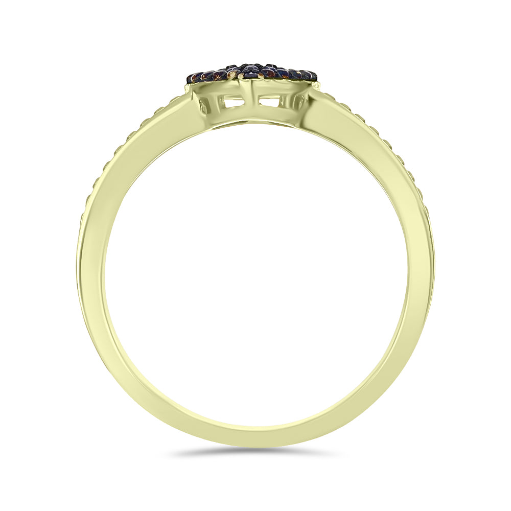 Inel din Argint 925 Placat cu Aur ( 2.46 grame ) cu Diamant Albastru 0.01 Carate 2 