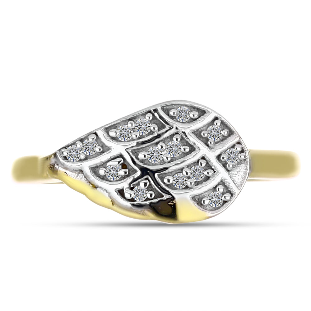 Inel din Argint 925 Placat cu Aur ( 2.39 grame ) cu Diamant Alb 0.1 Carate