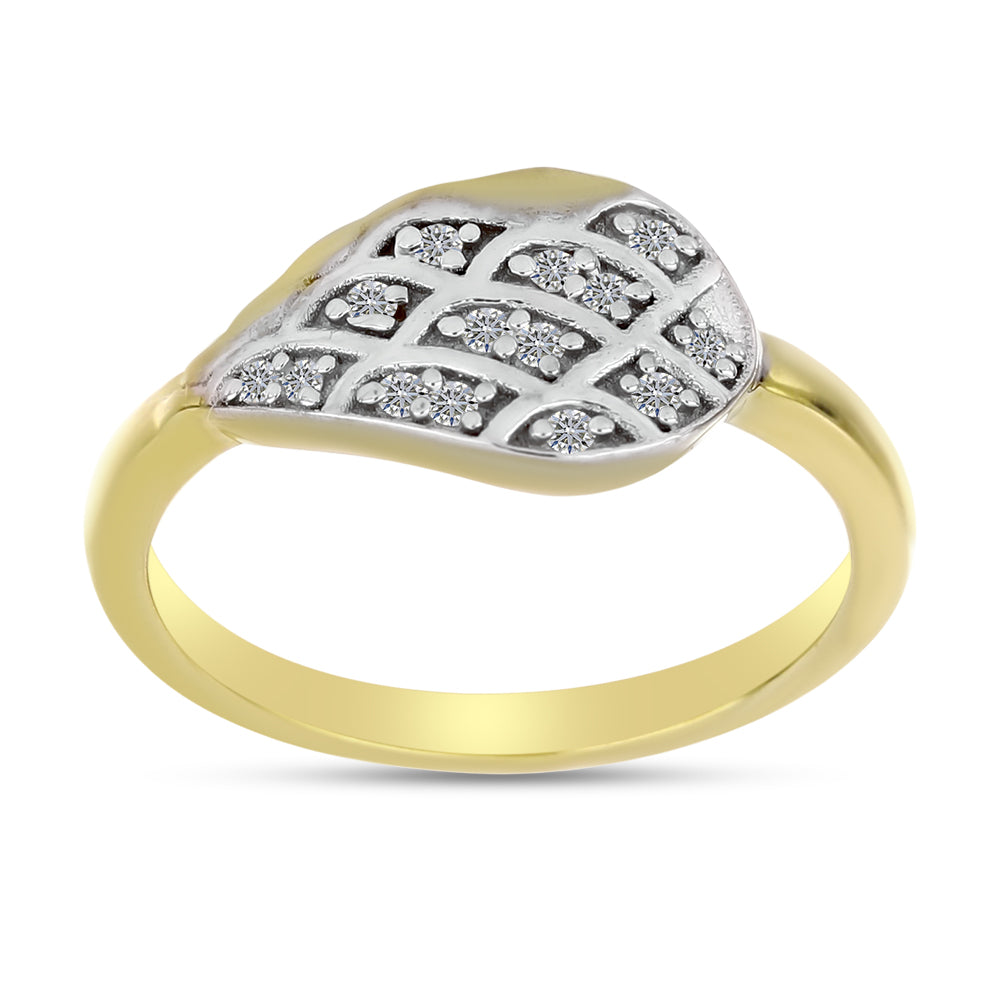 Inel din Argint 925 Placat cu Aur ( 2.39 grame ) cu Diamant Alb 0.1 Carate 3 