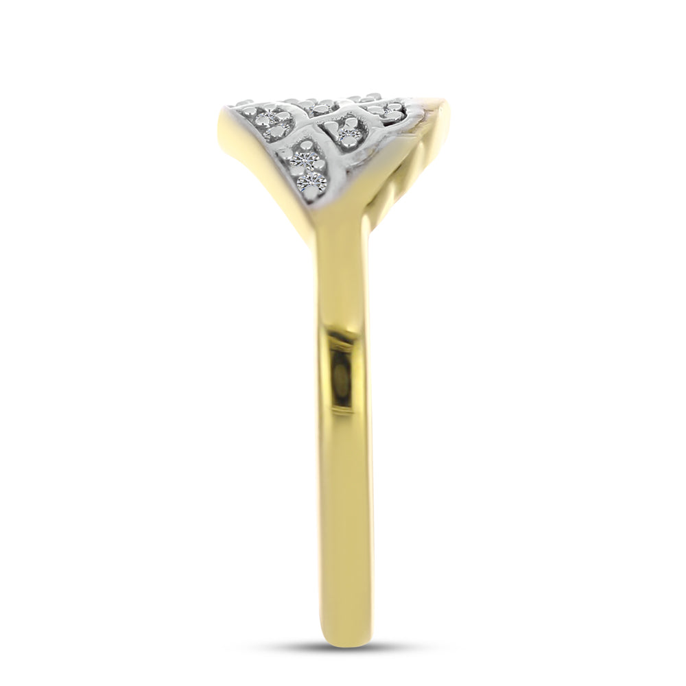 Inel din Argint 925 Placat cu Aur ( 2.39 grame ) cu Diamant Alb 0.1 Carate 4 