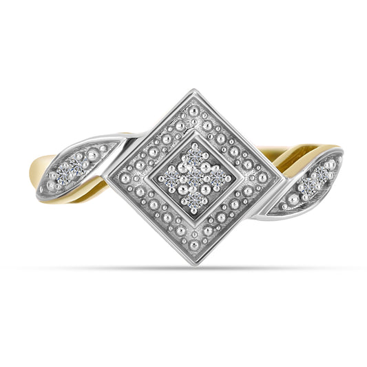 Inel din Argint 925 Placat cu Aur ( 2.59 grame ) cu Diamant Alb 0.05 Carate
