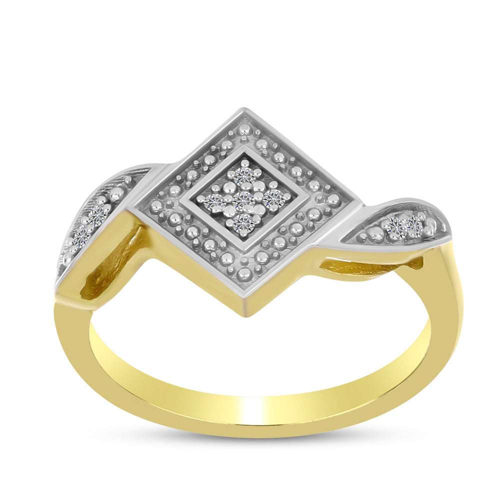 Inel din Argint 925 Placat cu Aur ( 2.59 grame ) cu Diamant Alb 0.05 Carate 3 