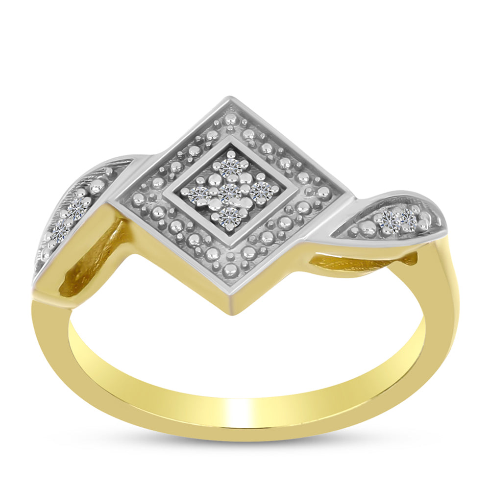 Inel din Argint 925 Placat cu Aur ( 2.59 grame ) cu Diamant Alb 0.05 Carate 7 