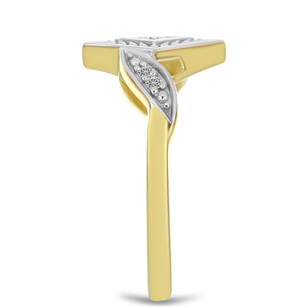 Inel din Argint 925 Placat cu Aur ( 2.59 grame ) cu Diamant Alb 0.05 Carate 8 