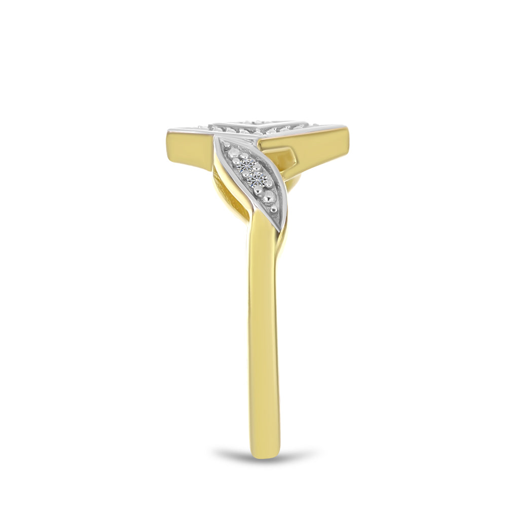 Inel din Argint 925 Placat cu Aur ( 2.59 grame ) cu Diamant Alb 0.05 Carate 4 