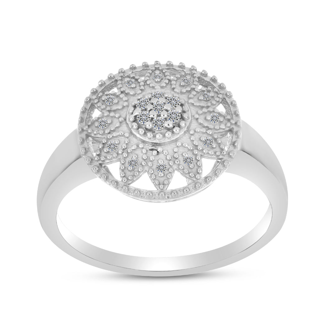 Inel din Argint 925 ( 3.67 grame ) cu Diamant Alb 0.13 Carate