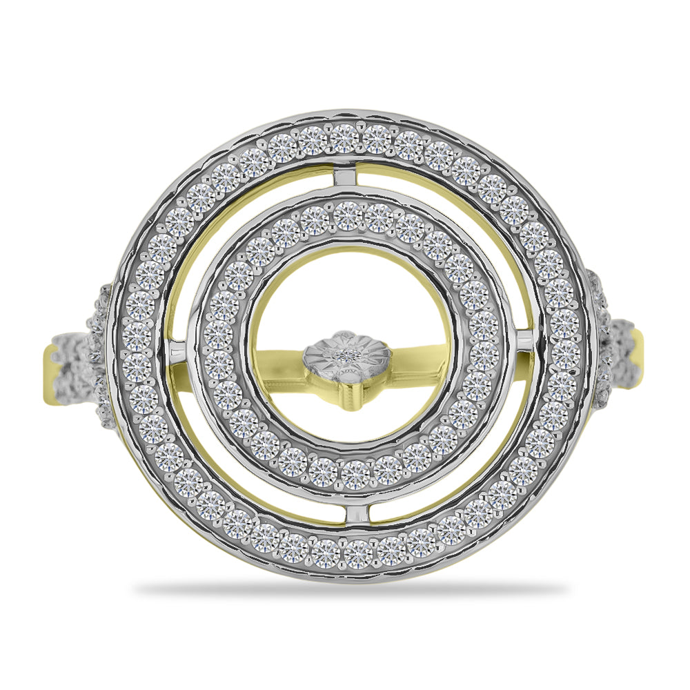 Inel din Argint 925 Placat cu Aur ( 4.5 grame ) cu Diamant Alb și Zircon Alb 1.05 Carate 1 