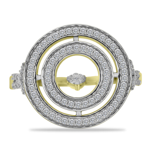 Inel din Argint 925 Placat cu Aur ( 4.5 grame ) cu Diamant Alb și Zircon Alb 1.05 Carate