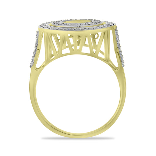 Inel din Argint 925 Placat cu Aur ( 4.5 grame ) cu Diamant Alb și Zircon Alb 1.05 Carate