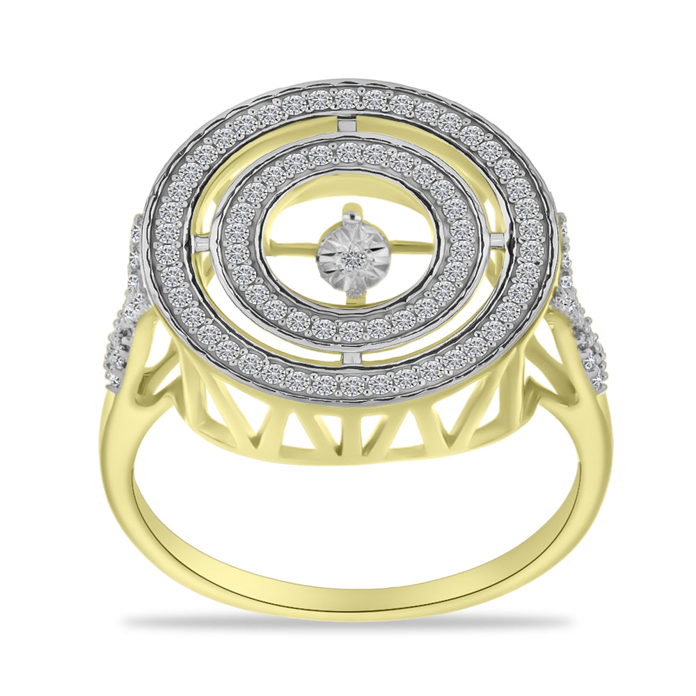 Inel din Argint 925 Placat cu Aur ( 4.5 grame ) cu Diamant Alb și Zircon Alb 1.05 Carate