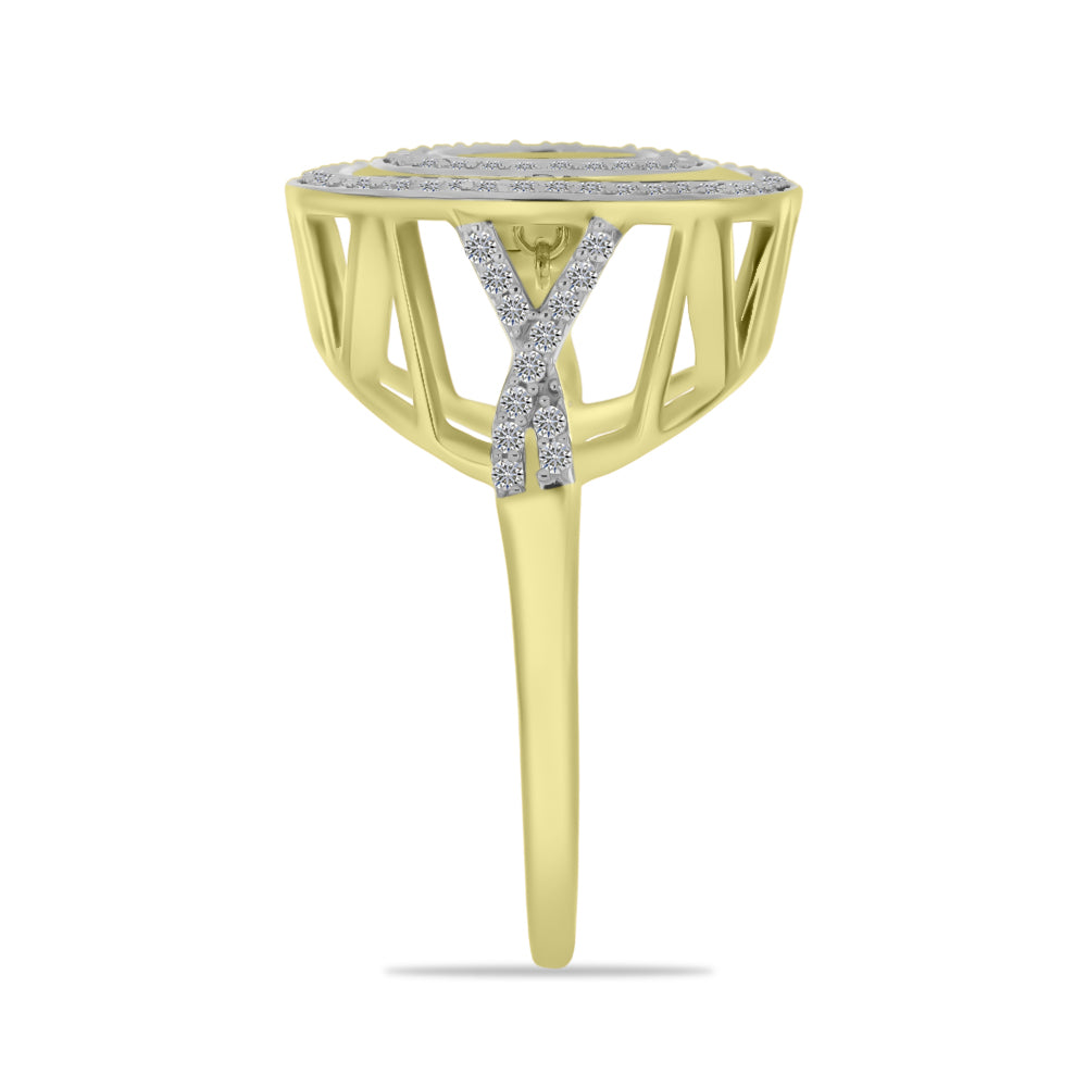 Inel din Argint 925 Placat cu Aur ( 4.5 grame ) cu Diamant Alb și Zircon Alb 1.05 Carate 4 