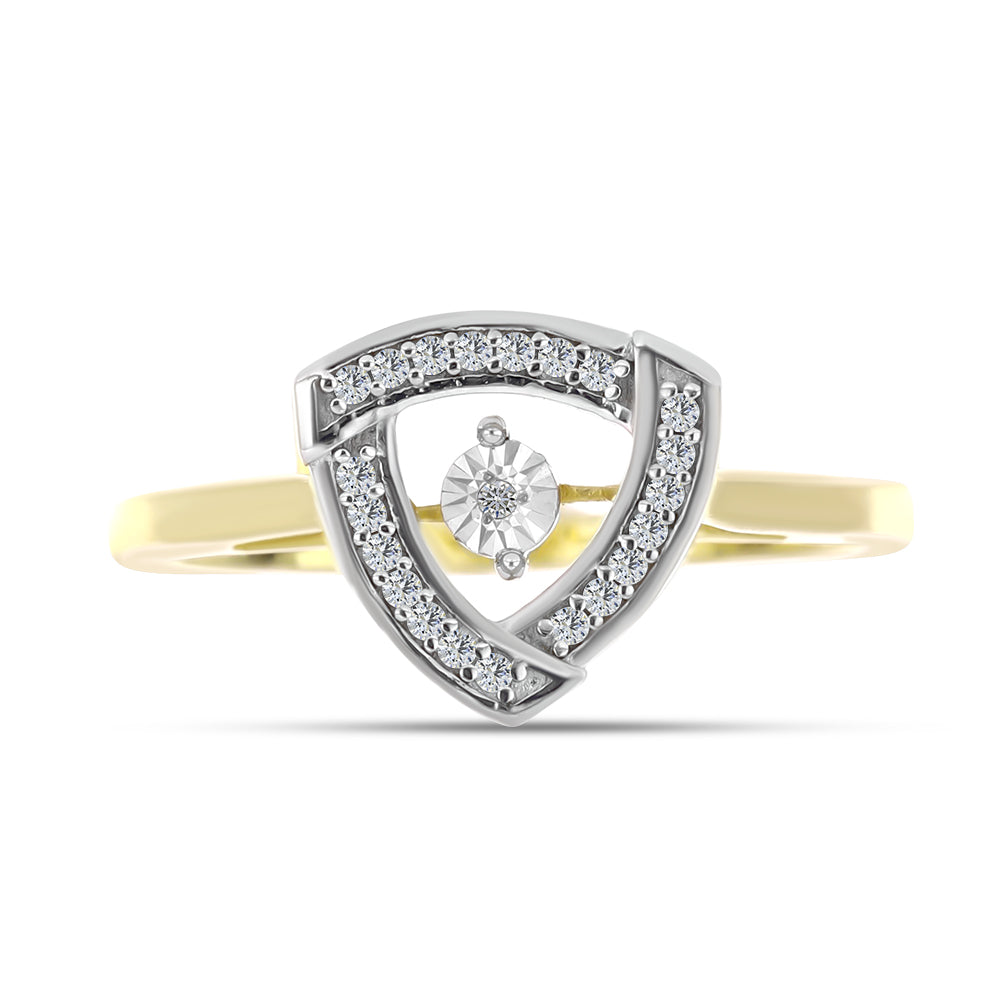 Inel din Argint 925 Placat cu Aur ( 3.12 grame ) cu Diamant Alb și Zircon Alb 0.24 Carate 1 