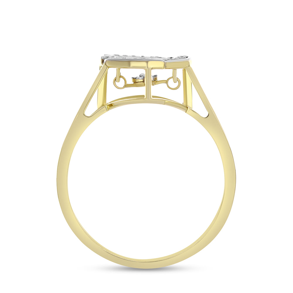 Inel din Argint 925 Placat cu Aur ( 3.12 grame ) cu Diamant Alb și Zircon Alb 0.24 Carate 2 