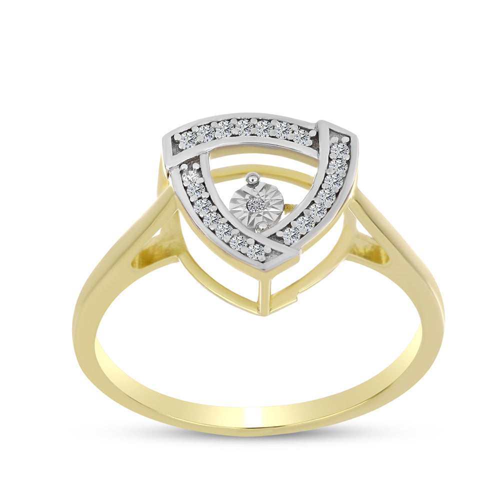 Inel din Argint 925 Placat cu Aur ( 3.12 grame ) cu Diamant Alb și Zircon Alb 0.24 Carate