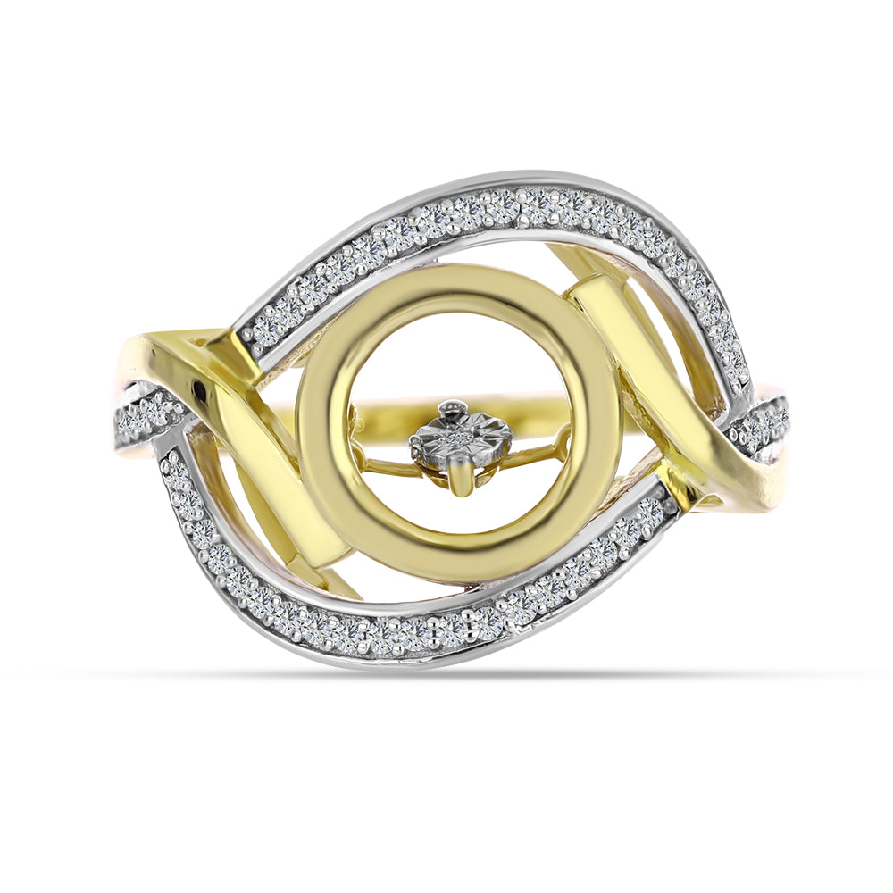 Inel din Argint 925 Placat cu Aur ( 5.52 grame ) cu Diamant Alb și Zircon Alb 0.51 Carate