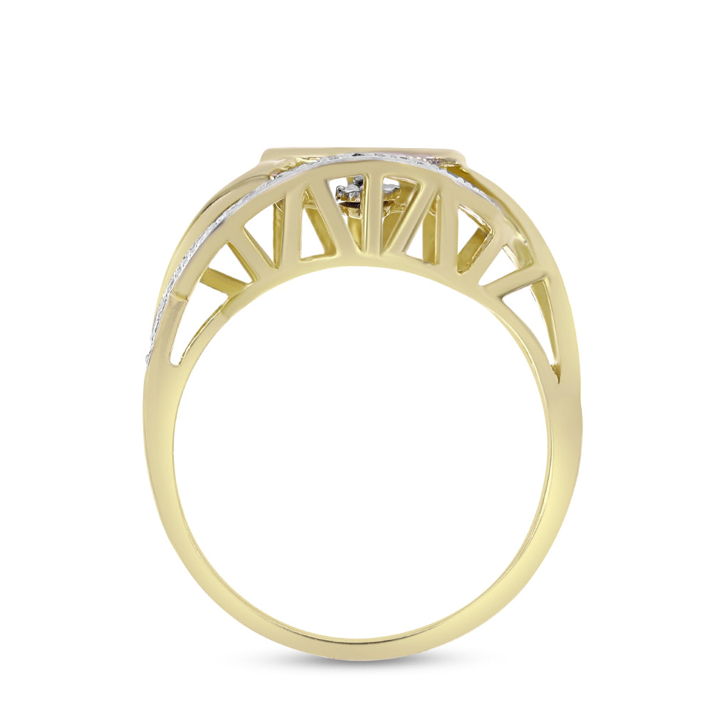 Inel din Argint 925 Placat cu Aur ( 5.52 grame ) cu Diamant Alb și Zircon Alb 0.51 Carate 2 