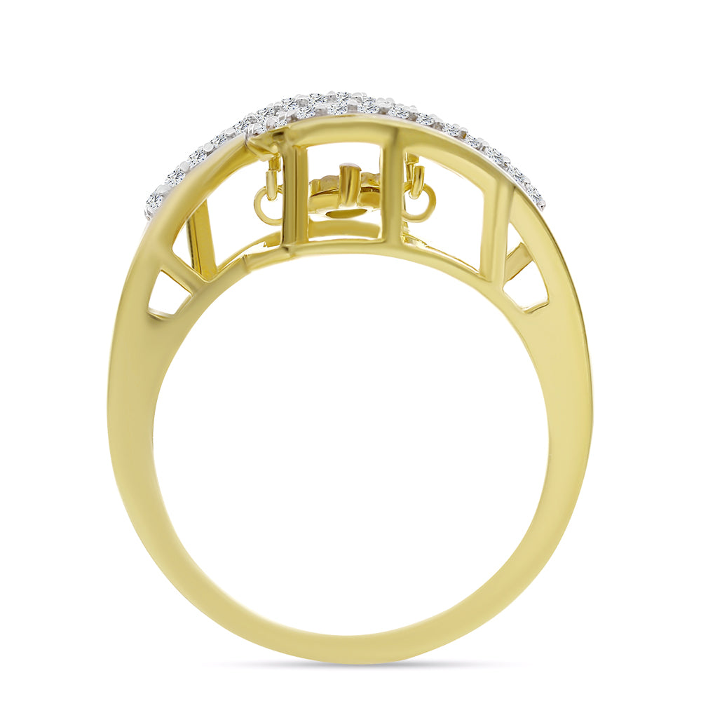 Inel din Argint 925 Placat cu Aur ( 3.69 grame ) cu Diamant Alb și Zircon Alb 0.32 Carate 2 