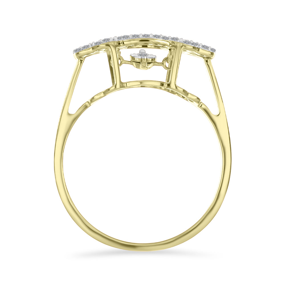 Inel din Argint 925 Placat cu Aur ( 3.16 grame ) cu Diamant Alb și Zircon Alb 0.49 Carate