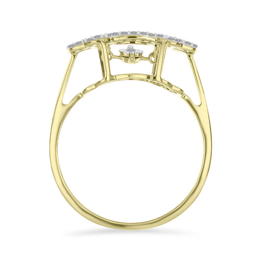 Inel din Argint 925 Placat cu Aur ( 3.16 grame ) cu Diamant Alb și Zircon Alb 0.49 Carate