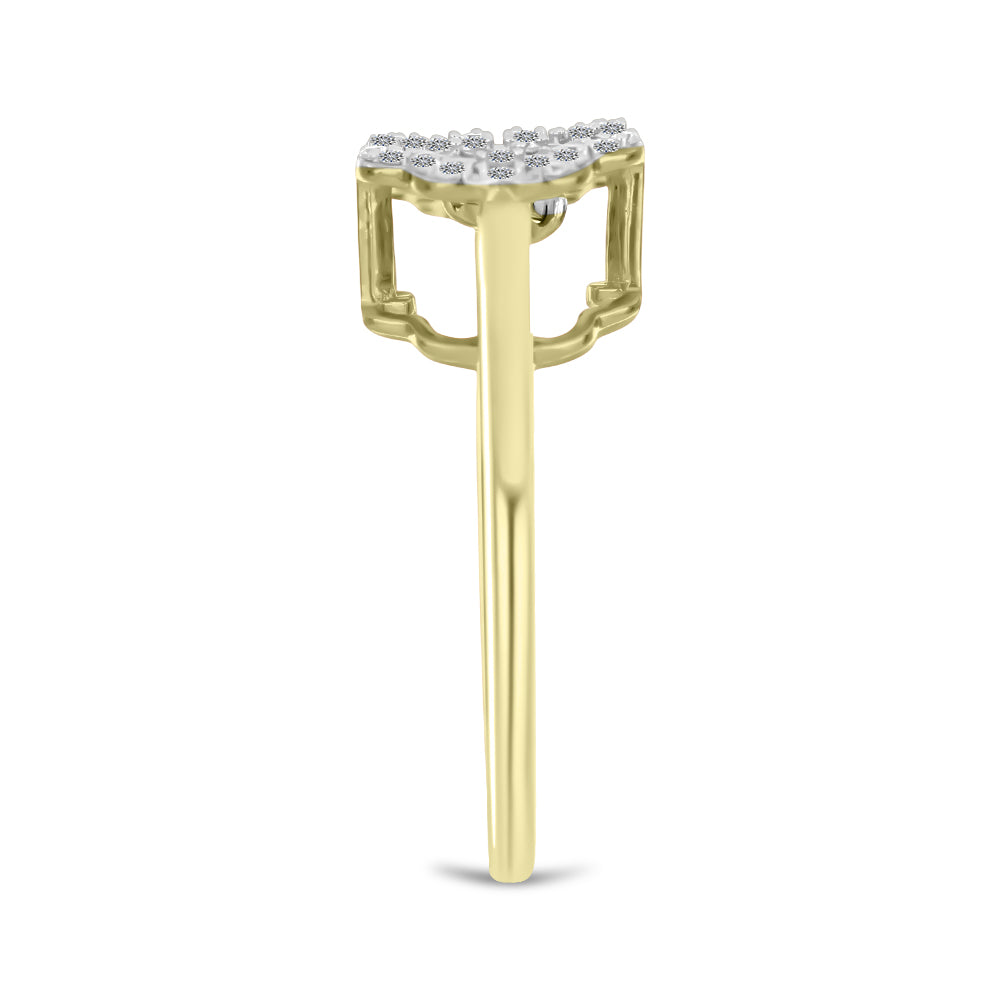 Inel din Argint 925 Placat cu Aur ( 3.16 grame ) cu Diamant Alb și Zircon Alb 0.49 Carate 4 