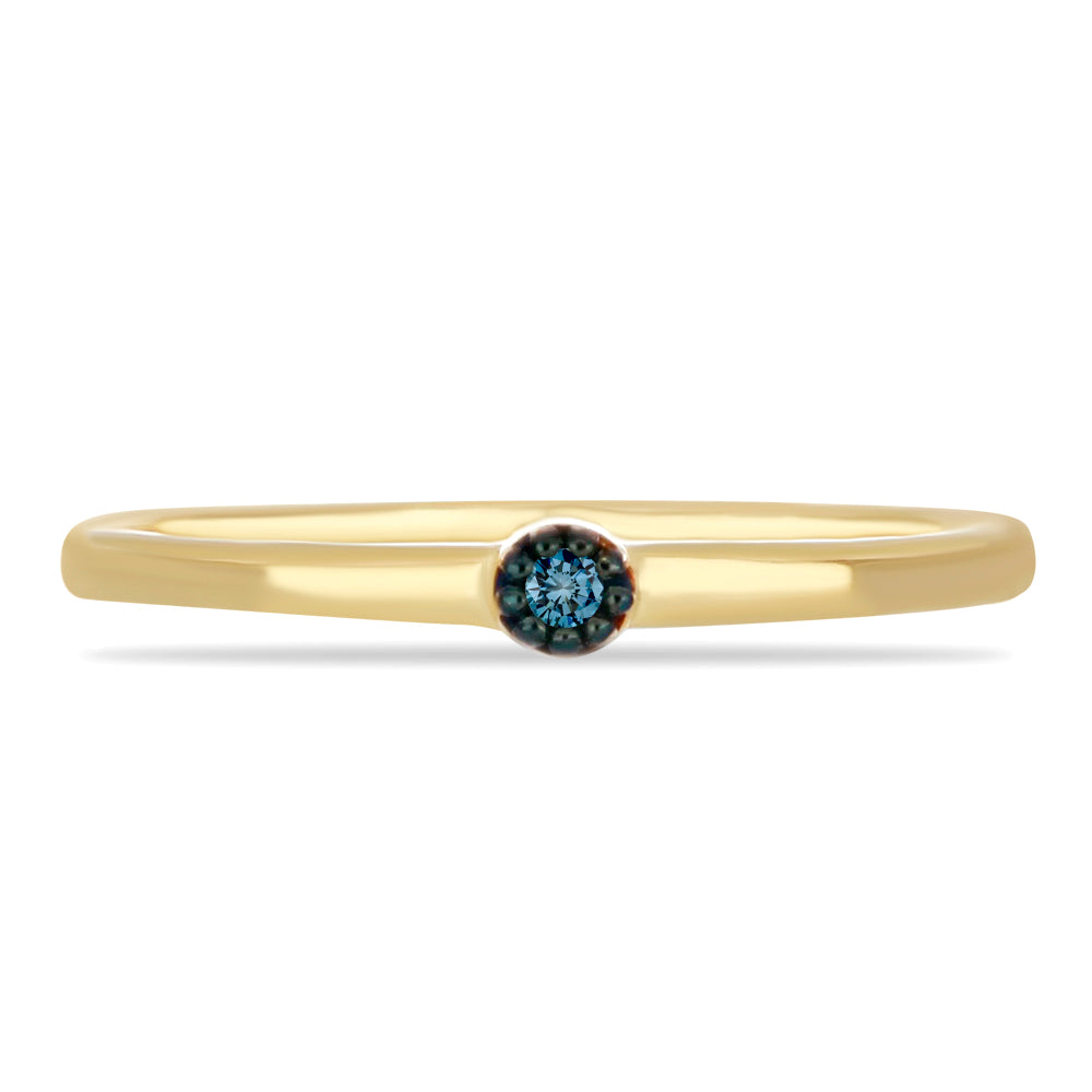 Inel din Argint 925 Placat cu Aur ( 1.65 grame ) cu Diamant Albastru 0.03 Carate 1 