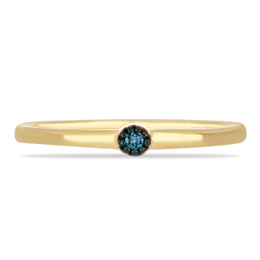 Inel din Argint 925 Placat cu Aur ( 1.65 grame ) cu Diamant Albastru 0.03 Carate